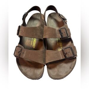 Birkenstock Milano Dark Brown Sandal Slingback Adjustable Strap Size 41